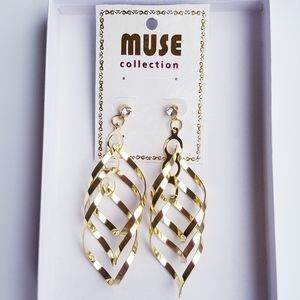 Gold Swirl Dangling Earrings